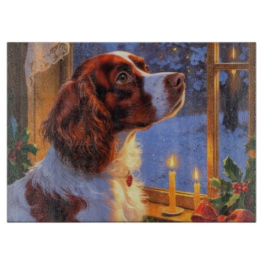 Planche À Découper Brittany Spaniel with Christmas Lights Holiday (Devant)