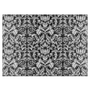 Planche À Découper Brocard de dentelle en damas noir et blanc vintage