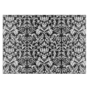 Planche À Découper Brocard de dentelle en damas noir et blanc vintage