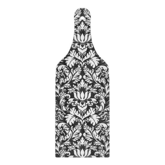 Planche À Découper Brocard de dentelle en damas noir et blanc vintage (Devant)