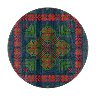 Planche À Découper Broderie palestinienne Tatreez rouge vert 5 Motif