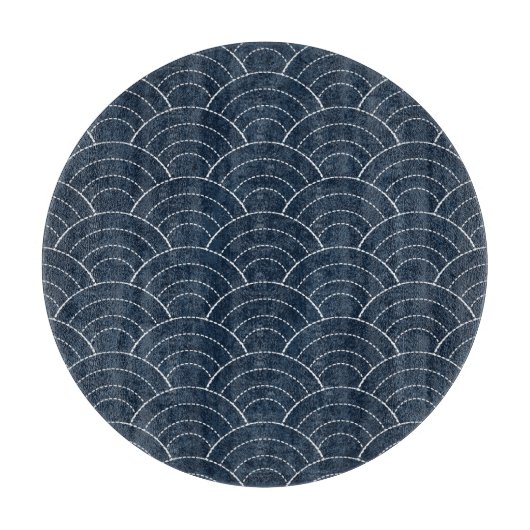 Planche À Découper Broderie Sashiko : Indigo Motif japonais. (Devant)