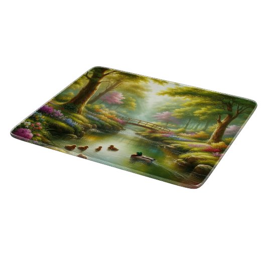 Planche À Découper Brook de printemps avec canards/fleurs (Coin)