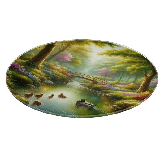 Planche À Découper Brook de printemps avec canards/fleurs (Coin)