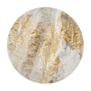 Planche À Découper Brosse d'or blanc à texture peinte.