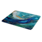 Planche À Découper Brosses Abstraites en bleu et Turquoise (Coin)