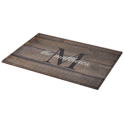 Planche À Découper Brown Rustique Ferme Grange Bois Monogramme Nom (Coin)