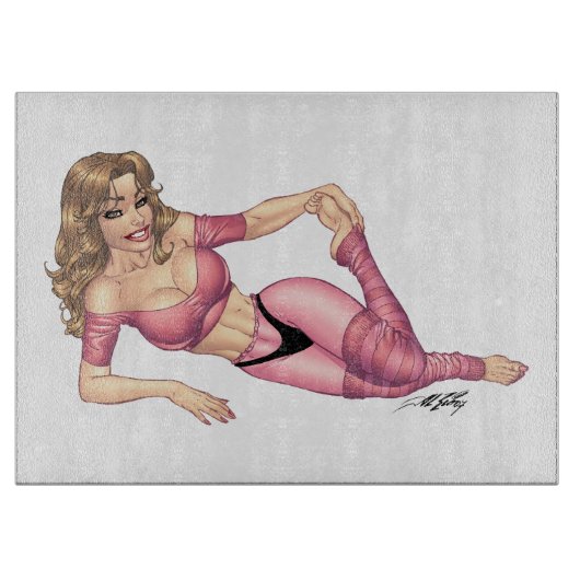 Planche À Découper Brune mignonne dans des collants prêts pour (Devant)