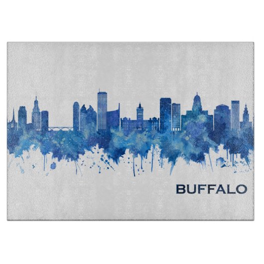 Planche À Découper Buffalo New York Skyline Blue (Devant)