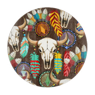 Planche À Découper Buffalo Skull Native American Emblem