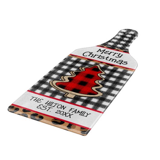 Planche À Découper Buffle personnalisé planté En vichy arbres de Noël (Coin)