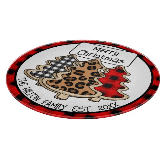 Planche À Découper Buffle personnalisé planté En vichy arbres de Noël (Coin)