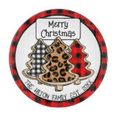 Planche À Découper Buffle personnalisé planté En vichy arbres de Noël (Devant)