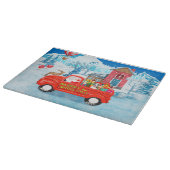 Planche À Découper Bull Terrier Chien à Noël Livraison Camion neige (Coin)