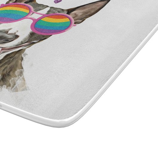 Planche À Découper Bull Terrier Chien avec Coeurs Saint-Valentin (Coin)