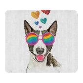 Planche À Découper Bull Terrier Chien avec Coeurs Saint-Valentin (Devant)