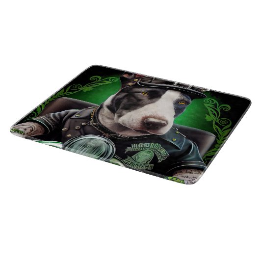 Planche À Découper Bull Terrier Chien Conduite Vélo St. Patrick's Day (Coin)