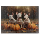 Planche À Découper Bull Terrier Chiot Automne Citrouille de plaisir (Devant)