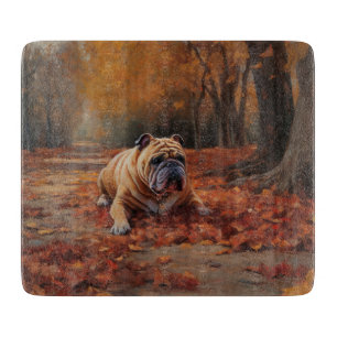 Planche À Découper Bulldog en automne Feuilles automne Inspire
