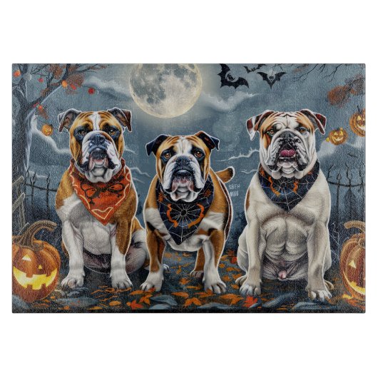 Planche À Découper Bulldog Halloween Éffrayant (Devant)