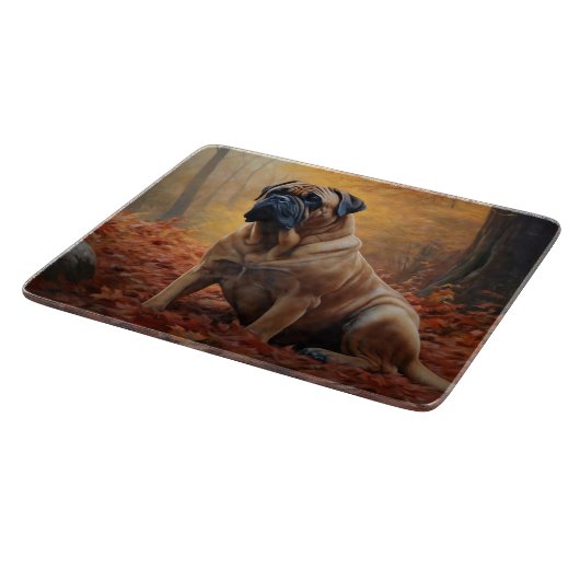 Planche À Découper Bullmastiff en automne Feuilles automne Inspire (Coin)