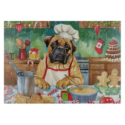 Planche À Découper Bullmastiff Fête Baking : Noël festif (Devant)