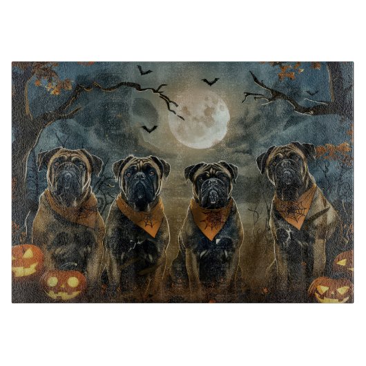 Planche À Découper Bullmastiff Halloween Éffrayant (Devant)