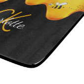 Planche À Découper Bumble abeilles miel goutte noir monogramme (Coin)
