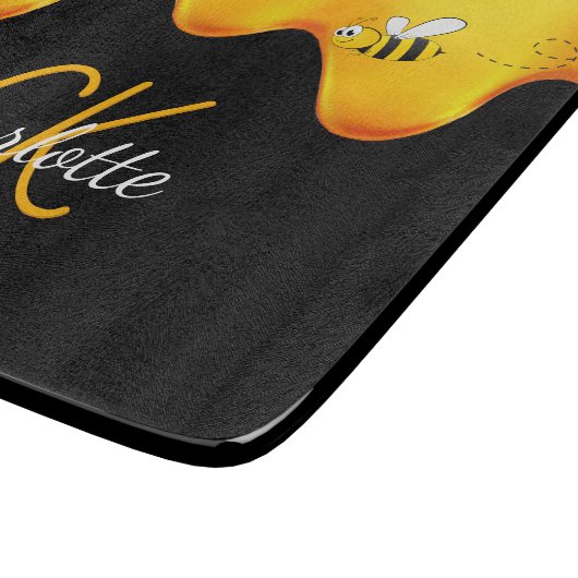 Planche À Découper Bumble abeilles miel goutte noir monogramme (Coin)