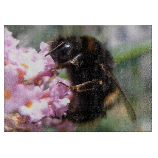 Planche À Découper Bumblebee et Fleurs roses occupées (Devant)