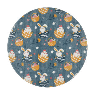Planche À Découper Bunnies et poussins de Pâques dans les oeufs