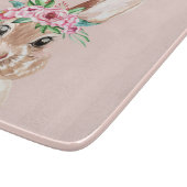 Planche À Découper Bunny D'Aquarelle Rose Pastel Moderne Avec Fleurs (Coin)