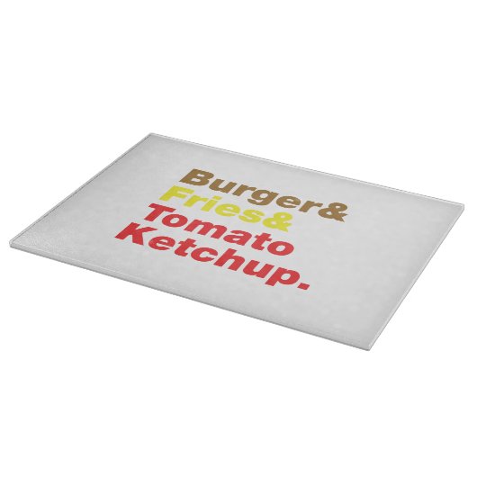 Planche À Découper Burger & Fries & Tomato Ketchup. (Coin)