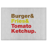Planche À Découper Burger & Fries & Tomato Ketchup. (Devant)