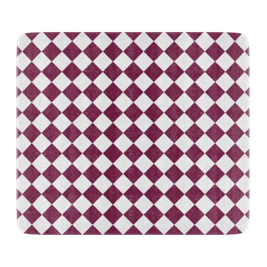 Planche À Découper Burgundy White Checker Diamond Pattern (Devant)