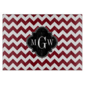 Planche À Découper Burgundy White Chevron Black Quatrefoil 3 monogram (Devant)