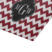Planche À Découper Burgundy White Chevron Black Quatrefoil 3 monogram (Coin)