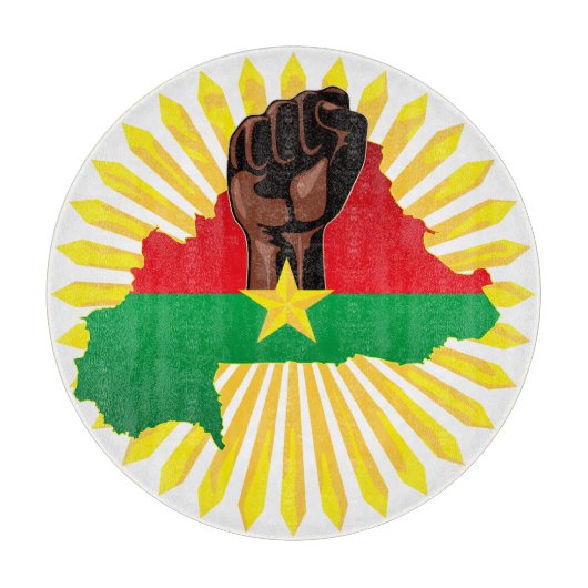 Planche À Découper Burkina Faso Carte, drapeau et première révolution (Devant)