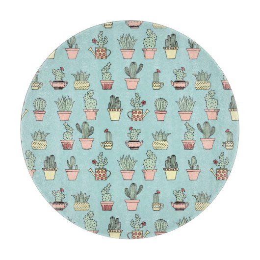 Planche À Découper Cactus Couleur Cute À La Main Dessinée Motif (Devant)