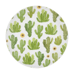 Planche À Découper Cactus du désert vert : Aquarelle transparente