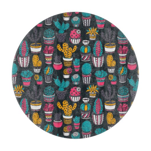 Planche À Découper Cactus tiré par la main dans le motif de style de (Devant)