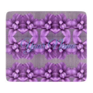Planche À Découper Cadeau de Nom Floral Violet - Fleur personnalisabl
