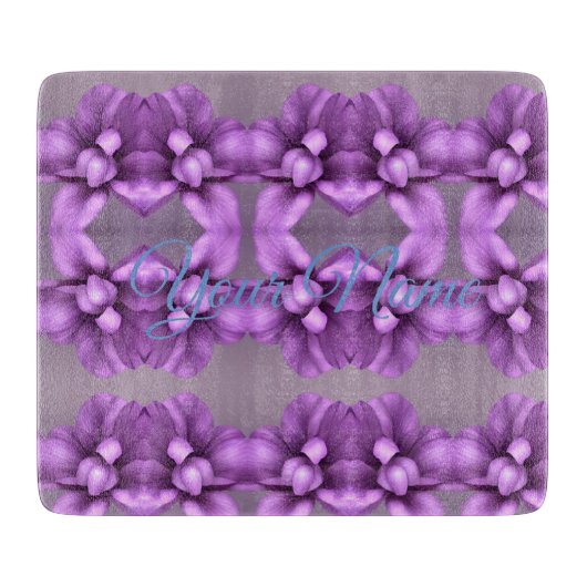 Planche À Découper Cadeau de Nom Floral Violet - Fleur personnalisabl (Devant)