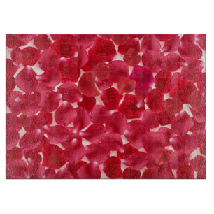 Planche à découper cadeau de pétales de rose rouge