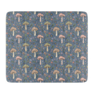 Planche À Découper Cadeau Minimaliste Champignons Gris Ardoise Profon