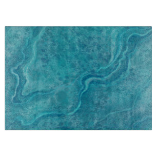 Planche à découper cadeau motif marbre turquoise