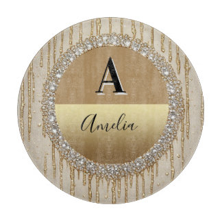 Planche À Découper Cadeau personnalisé avec monogramme en or pour mar