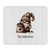 Planche À Découper Cadeau personnalisé de gnome de café mignon marron (Devant)