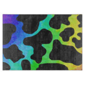 Planche À Découper Cadeaux noir et arc-en-ciel de vache (Devant)