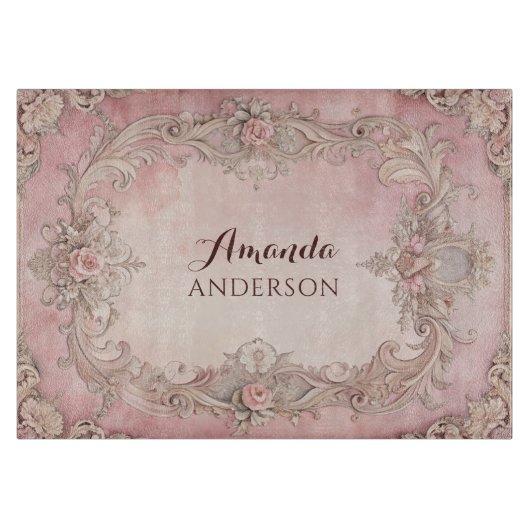 Planche À Découper Cadre antique découpage grunge rose (Devant)